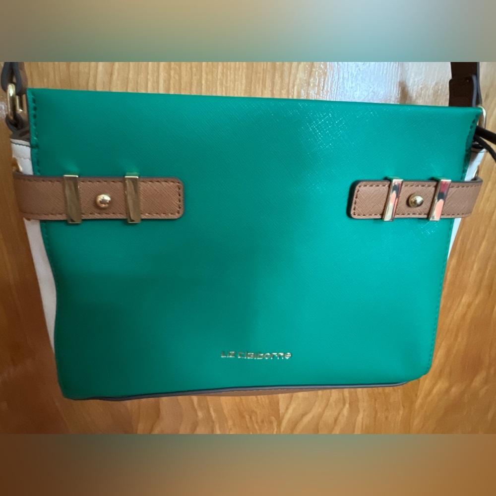 Liz Claiborne Green and Tan Crossbody Bag - Picture 2 of 4